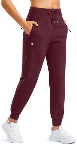 Women's water-resistant fleece-lined joggers, wine