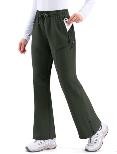 Women's waterproof snow pants, army green