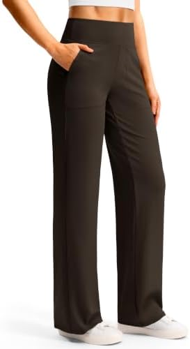 Women's wide-leg yoga pants, reddish brown