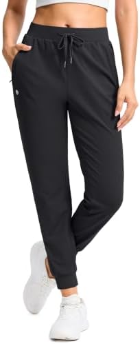 Women's workout joggers, zip pockets, black