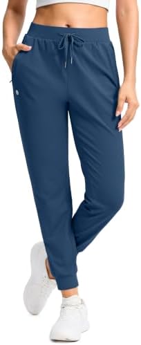 Women's workout joggers, zip pockets, blue