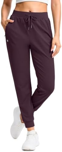 Women's workout joggers, zip pockets, burgundy
