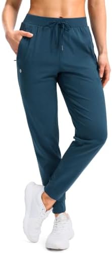 Women's workout joggers, zip pockets, cobalt blue heather