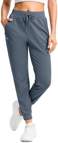 Women's workout joggers, zip pockets, dusty blue