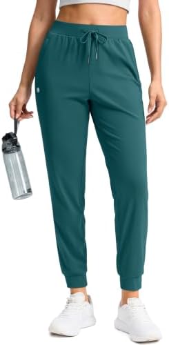 Women's workout joggers, zip pockets, indigo