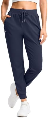 Women's workout joggers, zip pockets, navy