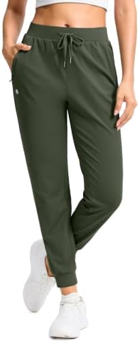 Women's workout joggers, zip pockets, olive