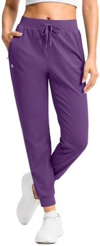 Women's workout joggers, zip pockets, purple