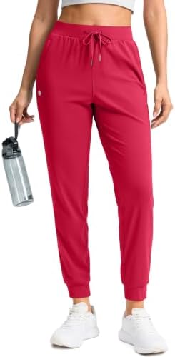 Women's workout joggers, zip pockets, red