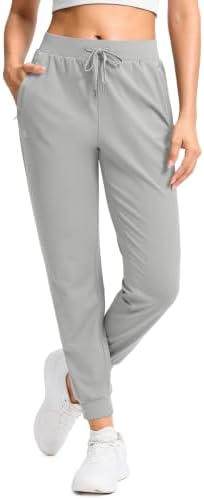 Women's workout joggers, zip pockets, silver grey