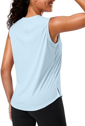 Women's yoga tank top, blue linen