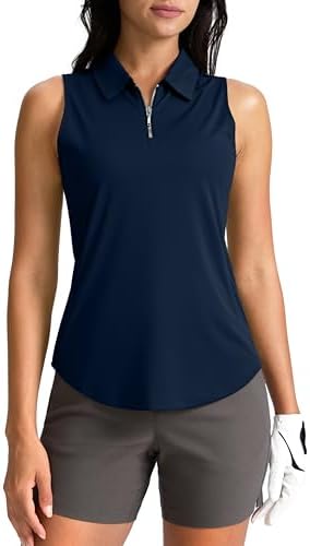 Women's zip-up golf tank polo, navy