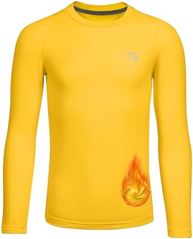 Youth boys' thermal compression top, yellow